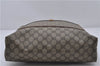 Authentic GUCCI Web Sherry Line Shoulder Tote Bag GG PVC Leather Brown 3787D