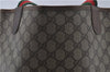 Authentic GUCCI Web Sherry Line Shoulder Tote Bag GG PVC Leather Brown 3787D