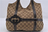 Authentic GUCCI Shoulder Tote Bag GG Canvas Leather 181502 Brown 3791D