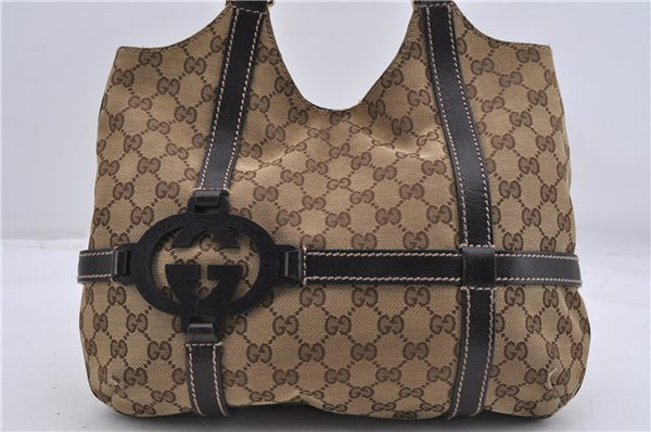 Authentic GUCCI Shoulder Tote Bag GG Canvas Leather 181502 Brown 3791D