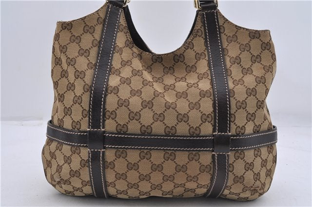 Authentic GUCCI Shoulder Tote Bag GG Canvas Leather 181502 Brown 3791D