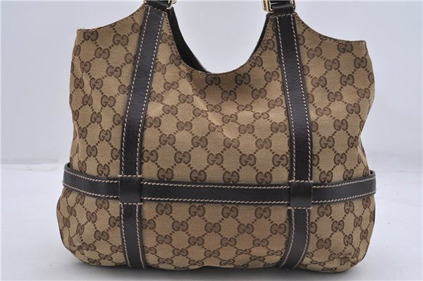Authentic GUCCI Shoulder Tote Bag GG Canvas Leather 181502 Brown 3791D