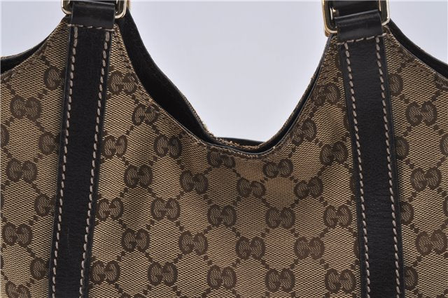 Authentic GUCCI Shoulder Tote Bag GG Canvas Leather 181502 Brown 3791D