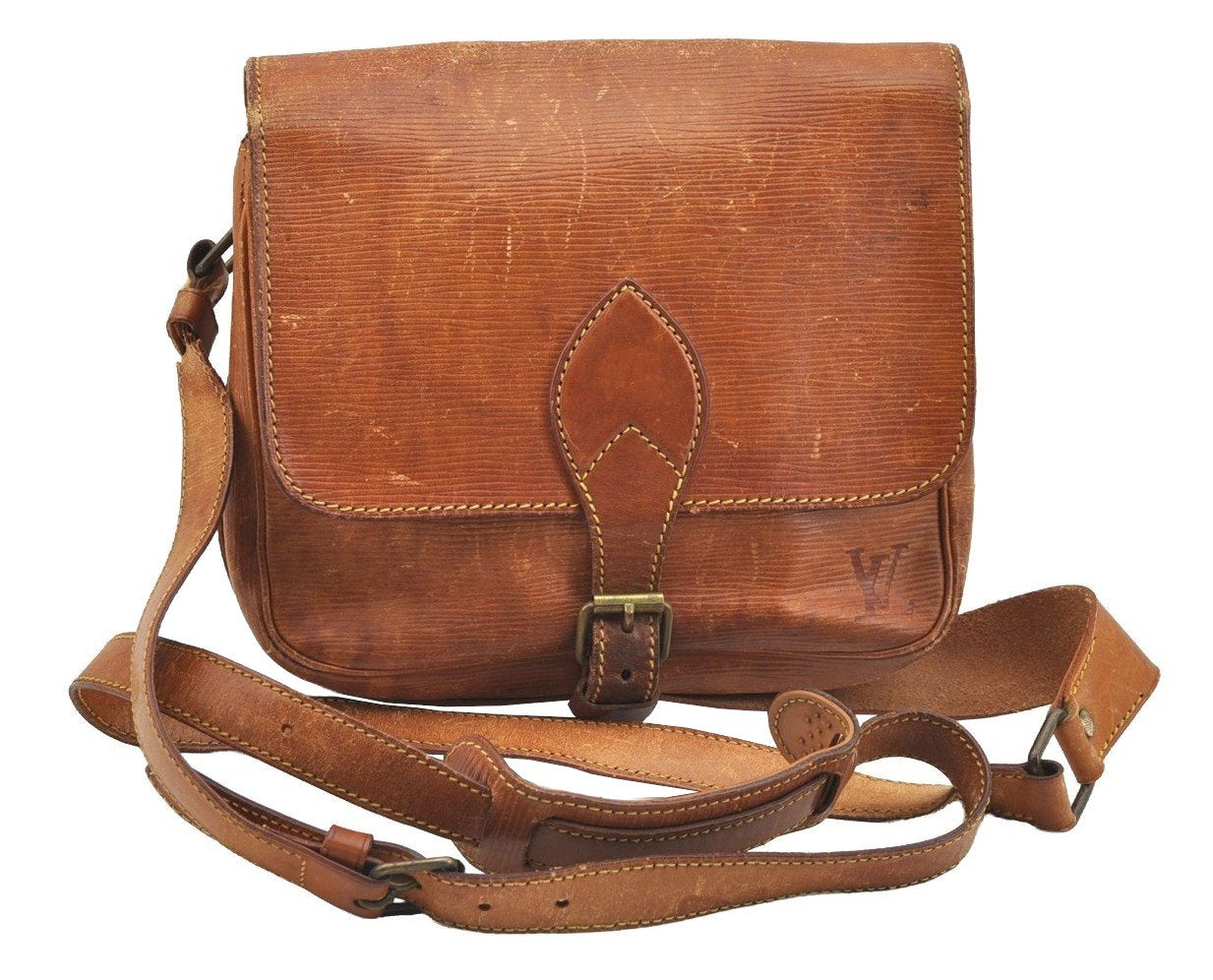 Authentic Louis Vuitton Epi Cartouchiere MM Shoulder Bag Beige M52246 Junk 3796I