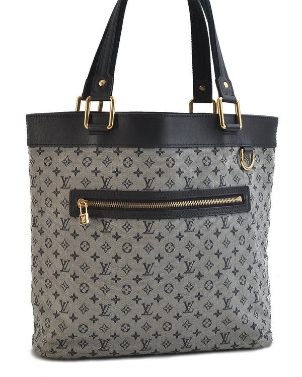 Authentic Louis Vuitton Monogram Mini Lucille GM Hand Bag Blue M92675 LV 3808D