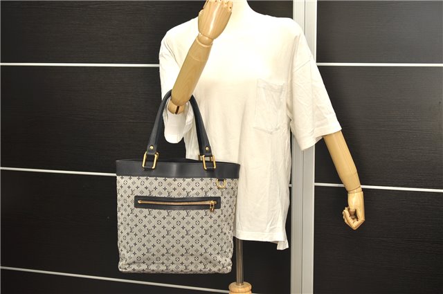 Authentic Louis Vuitton Monogram Mini Lucille GM Hand Bag Blue M92675 LV 3808D