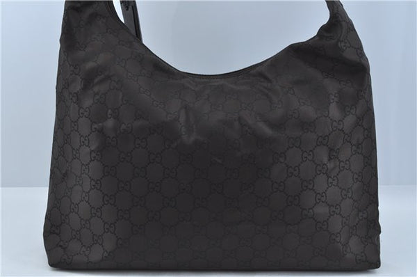 Authentic GUCCI Shoulder Travel Bag GG Nylon Leather 012038408 Brown 3810C