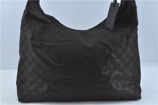Authentic GUCCI Shoulder Travel Bag GG Nylon Leather 012038408 Brown 3810C