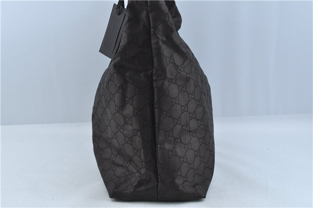 Authentic GUCCI Shoulder Travel Bag GG Nylon Leather 012038408 Brown 3810C