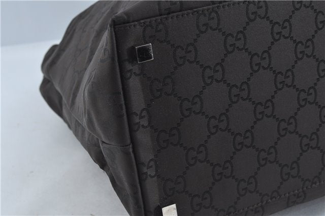 Authentic GUCCI Shoulder Travel Bag GG Nylon Leather 012038408 Brown 3810C