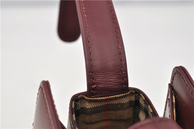 Authentic BURBERRY Vintage Nova Check Shoulder Bag Leather Bordeaux 3811F