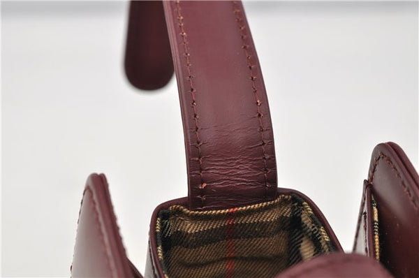 Authentic BURBERRY Vintage Nova Check Shoulder Bag Leather Bordeaux 3811F