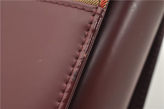 Authentic BURBERRY Vintage Nova Check Shoulder Bag Leather Bordeaux 3811F