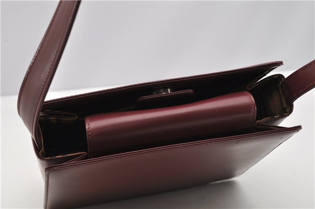 Authentic BURBERRY Vintage Nova Check Shoulder Bag Leather Bordeaux 3811F