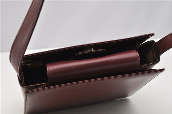 Authentic BURBERRY Vintage Nova Check Shoulder Bag Leather Bordeaux 3811F