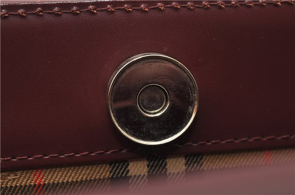 Authentic BURBERRY Vintage Nova Check Shoulder Bag Leather Bordeaux 3811F