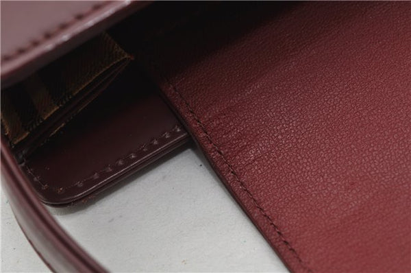 Authentic BURBERRY Vintage Nova Check Shoulder Bag Leather Bordeaux 3811F