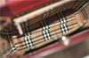 Authentic BURBERRY Vintage Nova Check Shoulder Bag Leather Bordeaux 3811F
