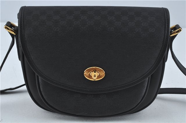 Authentic GUCCI Micro GG PVC Leather Shoulder Cross Body Bag Black Junk 3819C