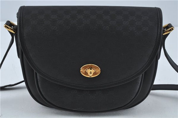 Authentic GUCCI Micro GG PVC Leather Shoulder Cross Body Bag Black Junk 3819C