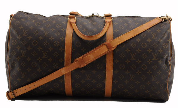 Authentic Louis Vuitton Monogram Keepall Bandouliere 60 M41412 Boston Bag 3830F