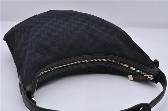 Authentic GUCCI Princy Ribbon Shoulder Tote Bag GG Canvas 162882 Black 3836C