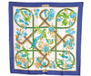 Authentic HERMES Carre 90 Scarf "Caraibes" Silk Blue 3838I