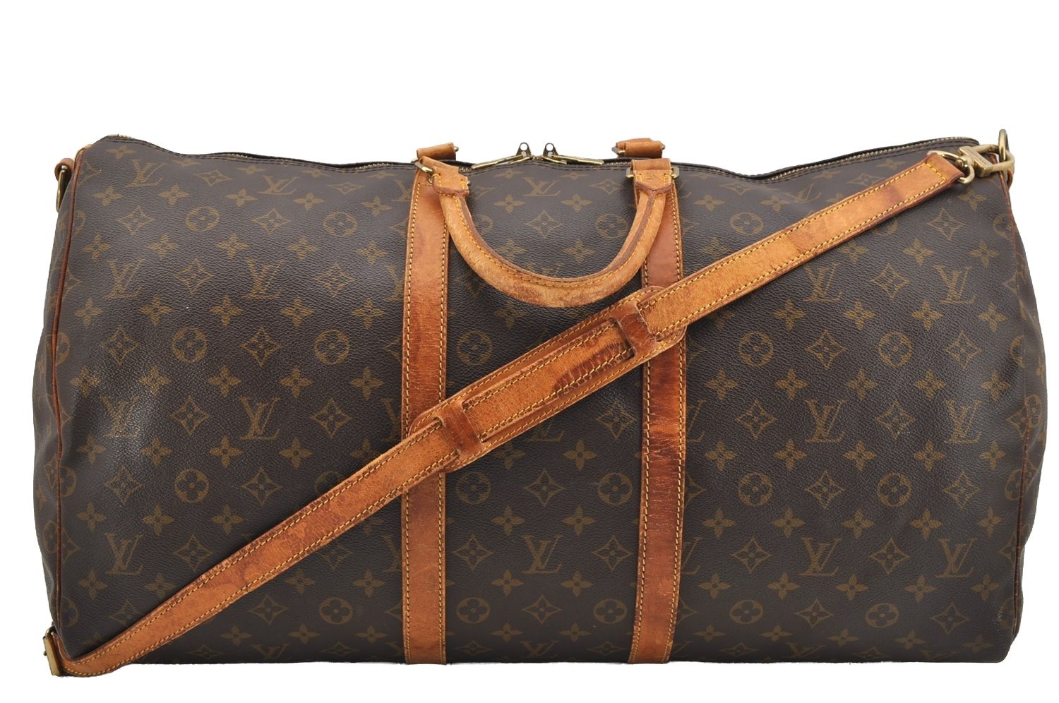 Authentic Louis Vuitton Monogram Keepall Bandouliere 55 M41414 Boston Bag 3845I