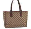 Authentic GUCCI Vintage Shoulder Tote Bag GG Canvas Leather 113017 Brown 3846I