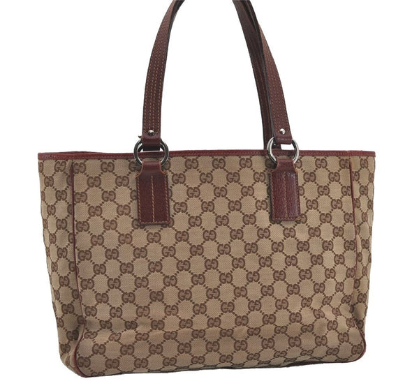 Authentic GUCCI Vintage Shoulder Tote Bag GG Canvas Leather 113017 Brown 3846I