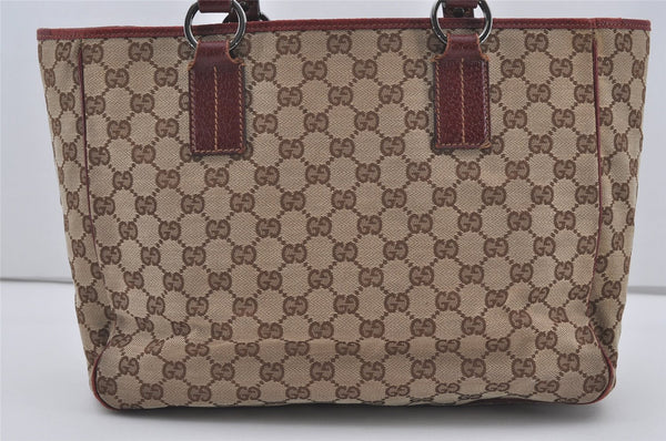 Authentic GUCCI Vintage Shoulder Tote Bag GG Canvas Leather 113017 Brown 3846I