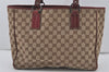 Authentic GUCCI Vintage Shoulder Tote Bag GG Canvas Leather 113017 Brown 3846I