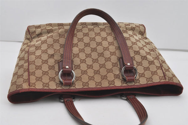 Authentic GUCCI Vintage Shoulder Tote Bag GG Canvas Leather 113017 Brown 3846I