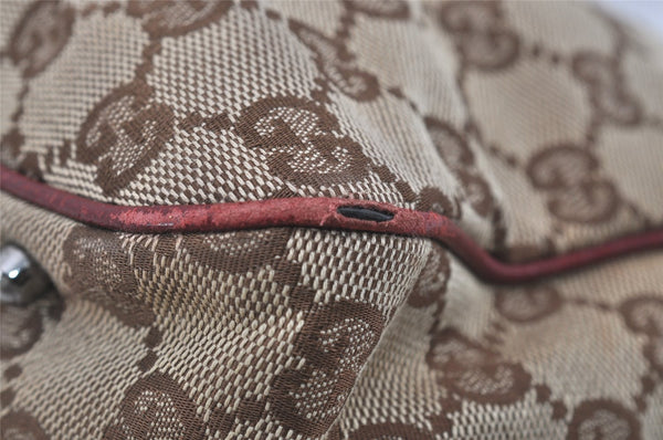 Authentic GUCCI Vintage Shoulder Tote Bag GG Canvas Leather 113017 Brown 3846I