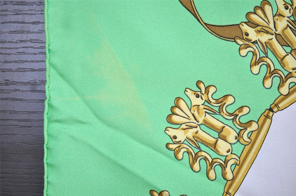 Authentic HERMES Carre 90 Scarf "LES CAVALIERS D'OR" Silk Green 3848I