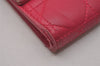 Authentic Christian Dior Cannage Leather Chain Shoulder Long Wallet Pink 3849I