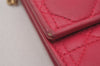 Authentic Christian Dior Cannage Leather Chain Shoulder Long Wallet Pink 3849I