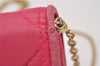 Authentic Christian Dior Cannage Leather Chain Shoulder Long Wallet Pink 3849I