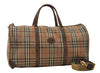 Authentic Burberrys Nova Check 2Way Travel Boston Bag Canvas Leather Beige 3851I