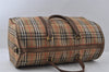 Authentic Burberrys Nova Check 2Way Travel Boston Bag Canvas Leather Beige 3851I