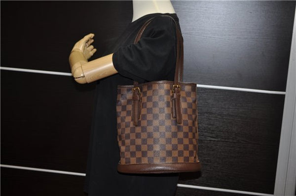Authentic Louis Vuitton Damier Marais Bucket Shoulder Tote Bag N42240 LV 3853F
