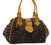 Authentic FENDI Tiger Pattern Shoulder Tote Bag Canvas Leather Brown 3854E