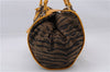 Authentic FENDI Tiger Pattern Shoulder Tote Bag Canvas Leather Brown 3854E