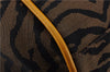 Authentic FENDI Tiger Pattern Shoulder Tote Bag Canvas Leather Brown 3854E