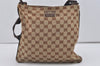 Authentic GUCCI Shoulder Cross Body Bag GG Canvas Leather 132907 Brown 3856I