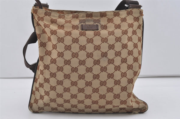 Authentic GUCCI Shoulder Cross Body Bag GG Canvas Leather 132907 Brown 3856I