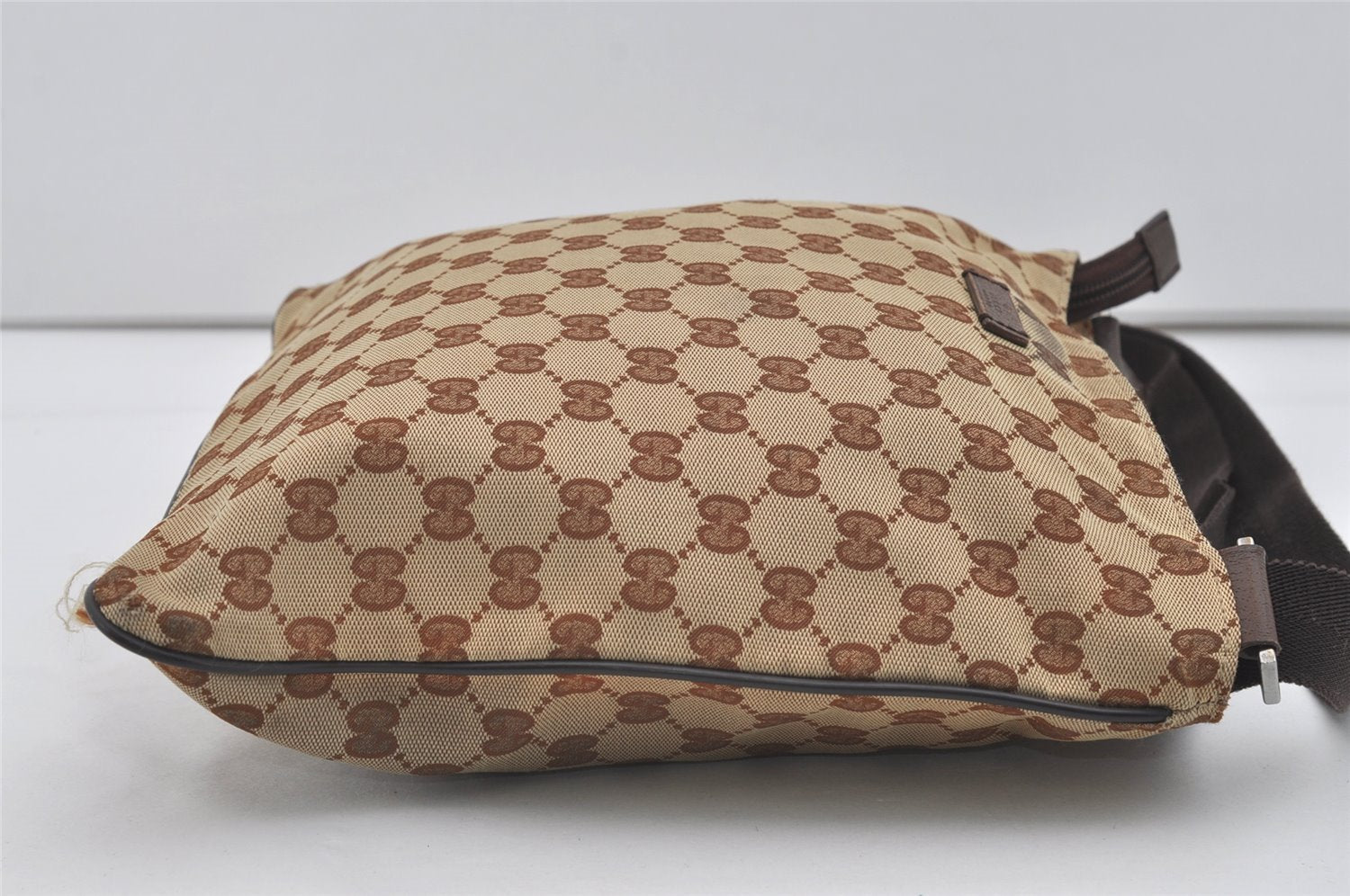 Authentic GUCCI Shoulder Cross Body Bag GG Canvas Leather 132907 Brown 3856I