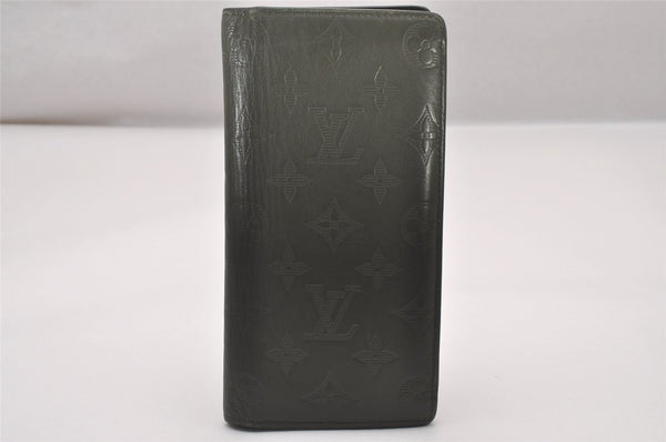 Auth Louis Vuitton Monogram Shadow Portefeuille Brazza Wallet M68323 Khaki 3857I