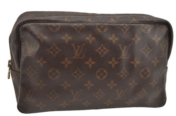 Auth Louis Vuitton Monogram Trousse Toilette 28 Clutch Hand Bag M47522 LV 3864I