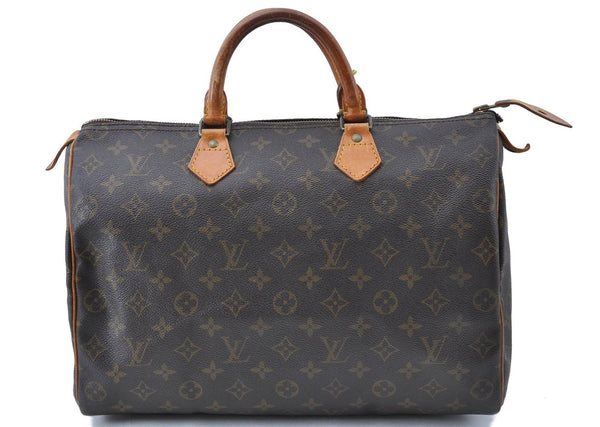 Authentic Louis Vuitton Monogram Speedy 35 Hand Bag M41524 LV 3867D